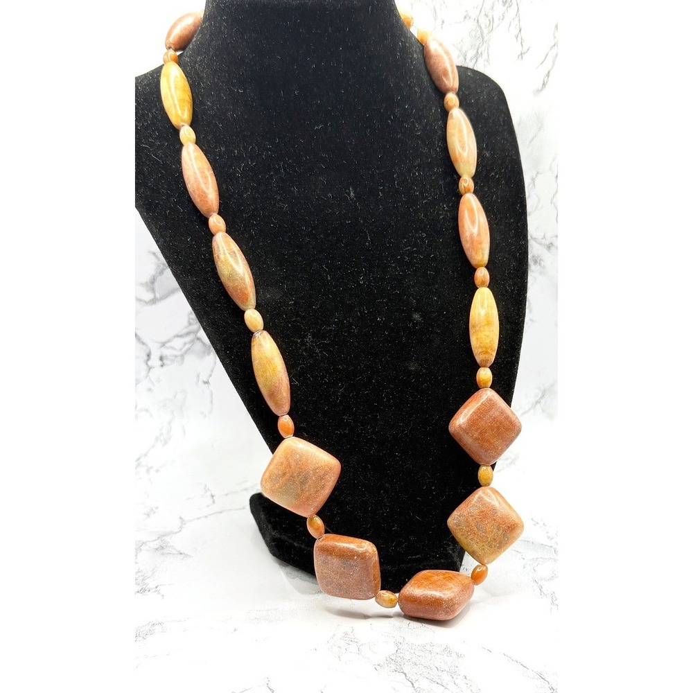 Boho Chunky Quartz Stoneโ Necklace Earth Tone Statement 24-26" Large Beads